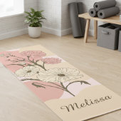 Elegante moderne pastel Sinaasappel en roze bloeme Yogamat