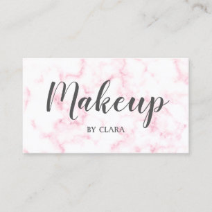 elegante moderne pastelroze en witte faux marmer visitekaartje