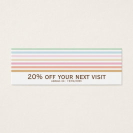 Elegante moderne pastelstrepen kortingsbon mini visitekaartjes