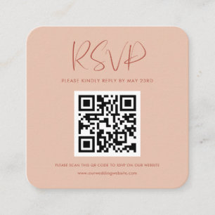 Elegante & Moderne Peach QR-code RSVP-respons Informatiekaartje