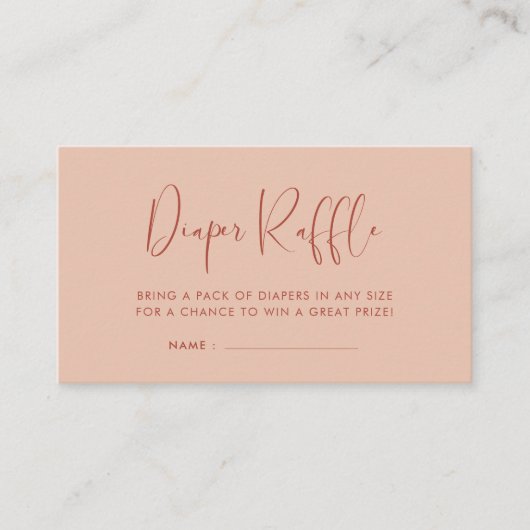 Elegante & Moderne Perzik Luier Raffle insert Informatiekaartje (Voorkant)