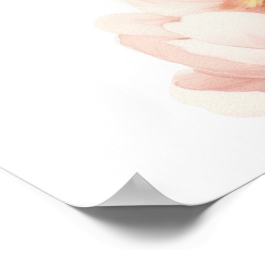 Elegante Moderne Pioen Bloemige Bruidsontvangst Poster (Hoek)