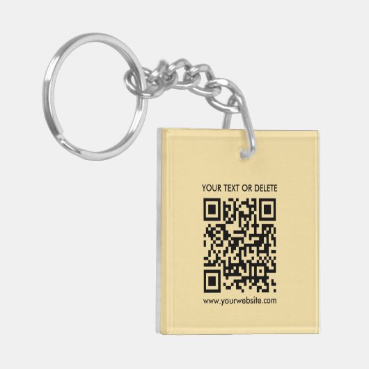 Elegante moderne QR-code gouden kleur dubbelzijdig Sleutelhanger (Voorkant Links)
