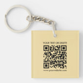 Elegante moderne QR-code gouden kleur dubbelzijdig Sleutelhanger (Voorkant)