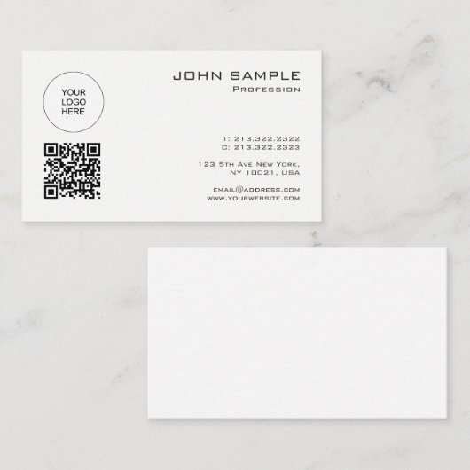 Elegante moderne QR-code Sjabloon Upload uw Logo Visitekaartje (Voorkant / Achterkant)