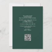 Elegante moderne QR-code smaragdgroene bruiloft Save The Date (Achterkant)