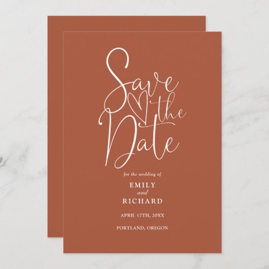 Elegante moderne QR-code terracotta bruiloft Save The Date (Voorkant / Achterkant)