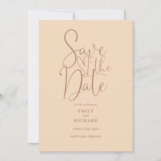 Elegante moderne QR-code zachte perzik bruiloft Save The Date (Voorkant)