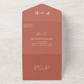 Elegante & moderne Red Clay bruiloft All In One Uitnodiging (Buitenkant)