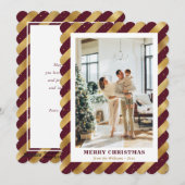 Elégante moderne Red Gold Photo Joyeuse carte de N (Devant / Derrière)