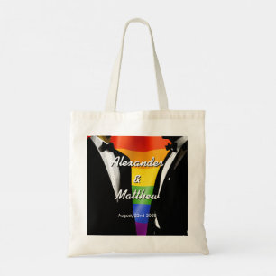 Elegante moderne regenboog huwelijksgeschenken voo tote bag