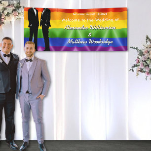 Elegante moderne regenboog welkom bij het huwelijk spandoek