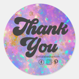 Elegante moderne retro gouden opaal steen dank u ronde sticker