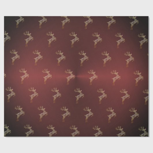 Elegante moderne rode en gouden rendier Kerstmis Cadeaupapier (Vlak)