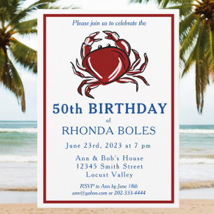 Elegante moderne rode krab zeevruchten verjaardags kaart