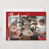 Elegante moderne rode vakantiefoto bedankkaart (Voorkant)