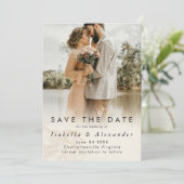 Elegante moderne romantische volledige fototrouwda save the date (Staand voorkant)