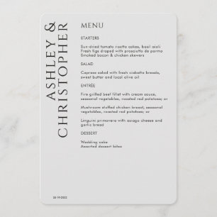 Elegante moderne rook zwart bruiloft menu