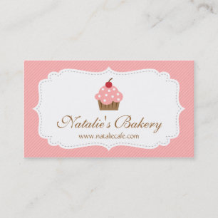 Elegante, moderne, roze cupcake, bakkerij visitekaartje