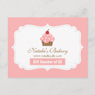 Elegante, Moderne, Roze Cupcake, Bakkerijcadeaubon Briefkaart