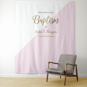 Elegante moderne roze doopfoto achtergrond wandkleed