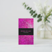 Elegante moderne roze faux glitter visitekaartje (Staand voorkant)