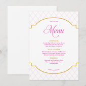 Elegante moderne roze gouden diamanten patroon par menu (Voorkant / Achterkant)