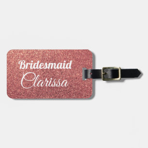 Elegante moderne roze gouden glinsterende bruidsme bagagelabel