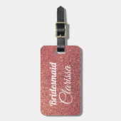 Elegante moderne roze gouden glinsterende bruidsme bagagelabel (Voorkant verticaal)