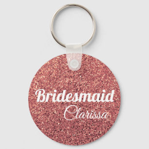 Elegante moderne roze gouden glinsterende bruidsme sleutelhanger