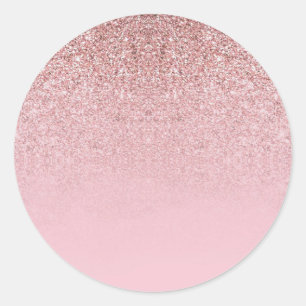 Elegante Moderne Roze Gouden Glitter Lege Sjabloon Ronde Sticker