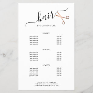 Elegante moderne roze gouden schaar kapper flyer