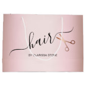 Elegante moderne roze gouden schaar kapper groot cadeauzakje (Achterkant)