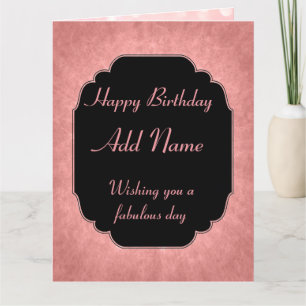 Elegante moderne roze Happy Birthday Voeg naam toe Kaart