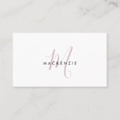 Elegante moderne roze script monogram QR-code Visitekaartje (Voorkant)