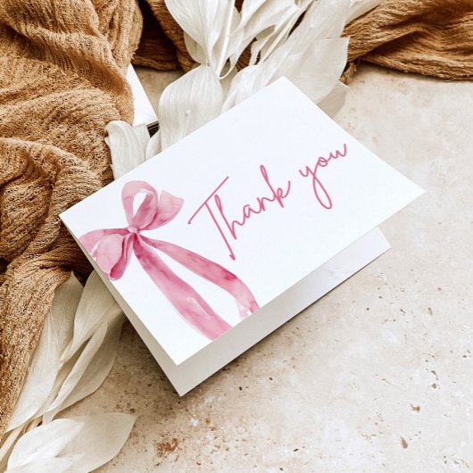 Elegante moderne roze strik zij knoopt het huwelij bedankkaart