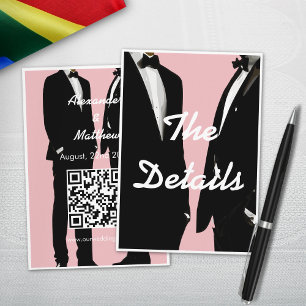 Elegante moderne roze trouwerij voor homoseksuele informatiekaartje