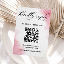 Elegante moderne roze waterverf bruiloft RSVP kaar