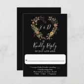 Elegante moderne rustieke bloemenhart bruiloft RSVP kaartje (Voorkant / Achterkant)