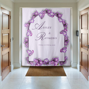 Elegante & Moderne Rustieke Paarse Sering Boog Blo Wandkleed