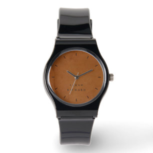 Elegante moderne rustieke tan lederen textuur op m horloge