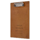 Elegante moderne rustieke tan lederen textuur op m klembord (Links)