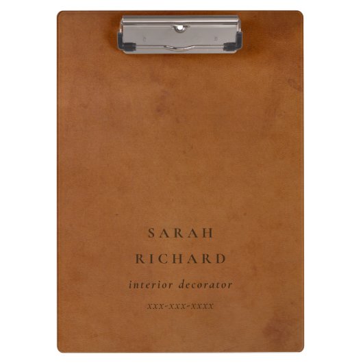 Elegante moderne rustieke tan lederen textuur op m klembord (Voorkant)