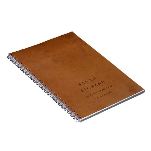 Elegante moderne rustieke tan lederen textuur op m notitieboek (Rechterzijde)