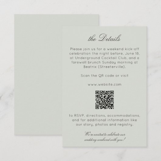 Elegante moderne rustieke wilde bloem bruiloft det informatiekaartje (Voorkant / Achterkant)