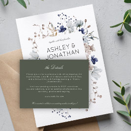 Elegante moderne rustieke wilde bloem bruiloft det informatiekaartje