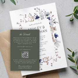 Elegante moderne rustieke wilde bloem bruiloft det informatiekaartje