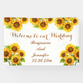 Elegante moderne rustieke zonnebloem bruiloft spandoek (Horizontaal)