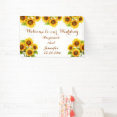 Elegante moderne rustieke zonnebloem bruiloft spandoek (Insitu)