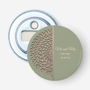Elegante Moderne Sage groen & gouden klassieker Button Flesopener